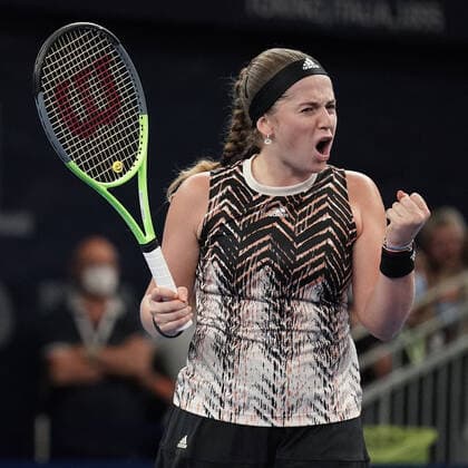 Tennis WTA Tournament Luxembourg BGLBNPParibas Open 2021, 19 09 2021, Tennis WTA Tournament Luxembourg, BGLBNPParibas Open 2021, BGL BNP Paribas Open, 2021, Luxembourg, Kockelscheuer, CK Sportcenter, final, singles, final womens singles vl Jelena Ostapenko Latvia, LAT shows emotion, cheers, jubilant, happy