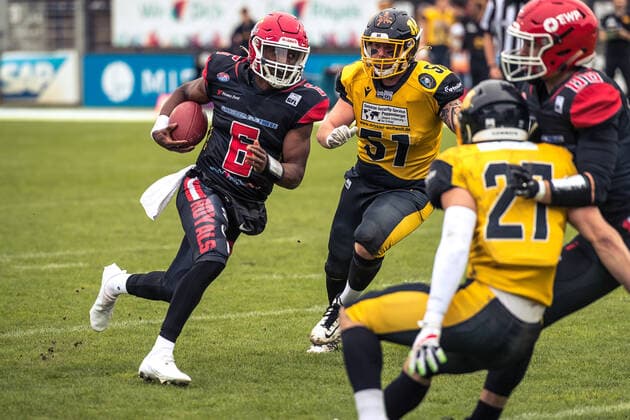 GFL German Football League I sharkwater GFL Play Off Quarterfinals Potsdam Royals vs Munich Cowboys 19 09 2021 GFL German Football League Potsdam Royals Munich Cowboys , 19 09 2021 Copyright: xBEAUTIFULxSPORTS NicolxMarschallx