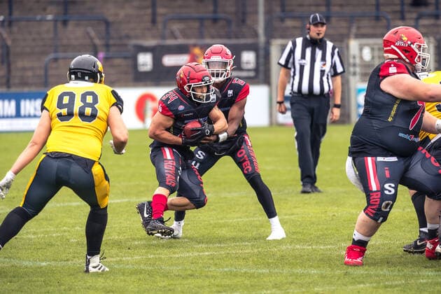 GFL German Football League I sharkwater GFL Play Off Quarterfinals Potsdam Royals vs Munich Cowboys 19 09 2021 GFL German Football League Potsdam Royals Munich Cowboys , 19 09 2021 Copyright: xBEAUTIFULxSPORTS NicolxMarschallx
