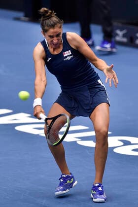 Sara Sorribes Tormo (ESP) in action during the match against Anastasia Zakharova during the J&T Banka Ostrava Open 2021 women s WTA, Tennis Damen indoor tennis tournament in Ostrava, Czech Republic, on Monday, September 20, 2021. (CTKxPhoto JaroslavxOzana) CTKPhotoP2021092004729  JAO 05