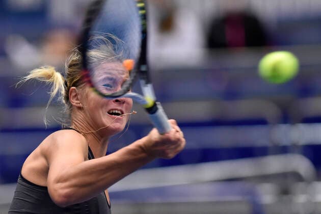 Anastasia Zakharova (RUS) in action during the match against Sara Sorribes Tormo during the J&T Banka Ostrava Open 2021 women s WTA, Tennis Damen indoor tennis tournament in Ostrava, Czech Republic, on Monday, September 20, 2021. (CTKxPhoto JaroslavxOzana) CTKPhotoP2021092004730  JAO 03