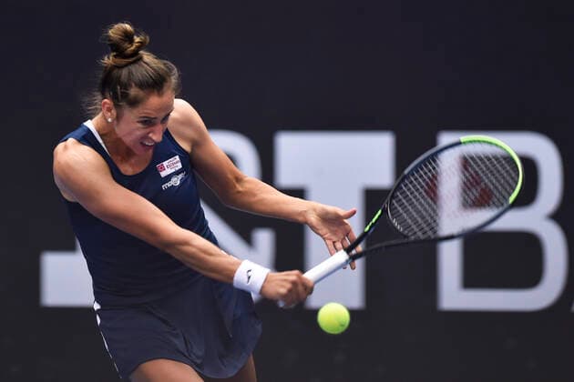 Sara Sorribes Tormo (ESP) in action during the match against Anastasia Zakharova during the J&T Banka Ostrava Open 2021 women s WTA, Tennis Damen indoor tennis tournament in Ostrava, Czech Republic, on Monday, September 20, 2021. (CTKxPhoto JaroslavxOzana) CTKPhotoP2021092004751  JAO 01