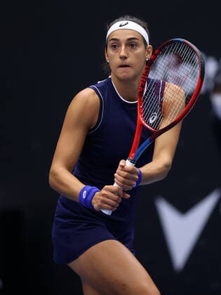 CAROLINE GARCIA (FRA) in action during the WTA, Tennis Damen J&T Banka Ostrava Open 2021 women’s tennis tournament in Ostrava, Czech Republic, September 20, 2021. (CTKxPhoto PavelxLebeda) CTKPhotoF202109201780901 