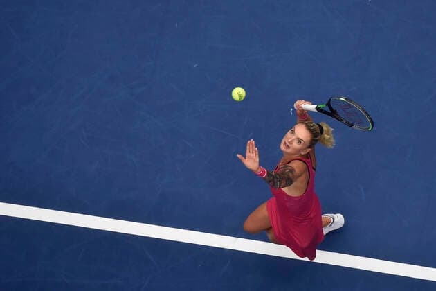 Czech Tereza Martincova in action during the match against Katerina Siniakova of Czech Republic during the J&T Banka Ostrava Open 2021 women s WTA, Tennis Damen indoor tennis tournament in Ostrava, Czech Republic, September 21, 2021. (CTKxPhoto JaroslavxOzana) CTKPhotoP2021092107467  JAO 12