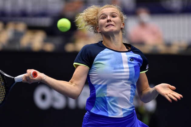 Czech Katerina Siniakova in action during the match against Tereza Martincova of Czech Republic during the J&T Banka Ostrava Open 2021 women s WTA, Tennis Damen indoor tennis tournament in Ostrava, Czech Republic, September 21, 2021. (CTKxPhoto JaroslavxOzana) CTKPhotoP2021092109134  JAO 41