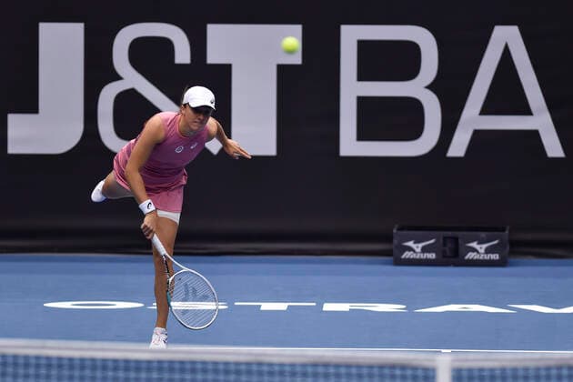 Iga Swiatek (POL) in action during the match against Yulia Putintseva during the J&T Banka Ostrava Open 2021 women s WTA, Tennis Damen indoor tennis tournament in Ostrava, Czech Republic, on Wednesday, September 22, 2021. (CTKxPhoto JaroslavxOzana) CTKPhotoP2021092206521  JAO 01