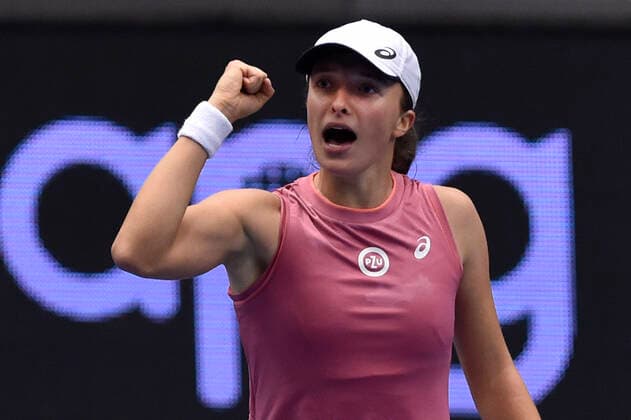 Iga Swiatek (POL) reacts as she won the match against Yulia Putintseva during the J&T Banka Ostrava Open 2021 women s WTA, Tennis Damen indoor tennis tournament in Ostrava, Czech Republic, on Wednesday, September 22, 2021. (CTKxPhoto JaroslavxOzana) CTKPhotoP2021092207049  JAO 17