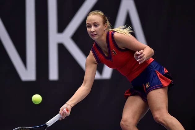 Anastasia Potapova (RUS) in action during the match against Petra Kvitova during the J&T Banka Ostrava Open 2021 women s WTA, Tennis Damen indoor tennis tournament in Ostrava, Czech Republic, on Wednesday, September 22, 2021. (CTKxPhoto JaroslavxOzana) CTKPhotoP2021092208214  JAO 33