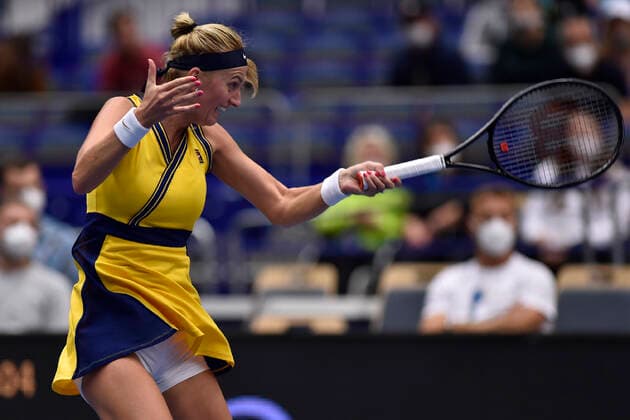 Petra Kvitova (CZE) in action during the match against Anastasia Potapova during the J&T Banka Ostrava Open 2021 women s WTA, Tennis Damen indoor tennis tournament in Ostrava, Czech Republic, on Wednesday, September 22, 2021. (CTKxPhoto JaroslavxOzana) CTKPhotoP2021092208252  JAO 34