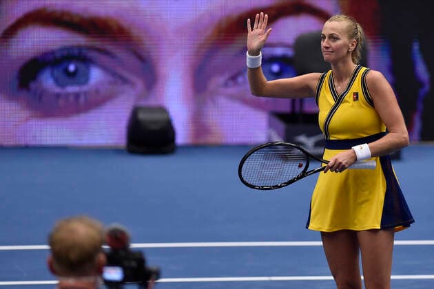 Petra Kvitova (CZE) reacts as she won the match against Anastasia Potapova during the J&T Banka Ostrava Open 2021 women s WTA, Tennis Damen indoor tennis tournament in Ostrava, Czech Republic, on Wednesday, September 22, 2021. (CTKxPhoto JaroslavxOzana) CTKPhotoP2021092208432  JAO 37