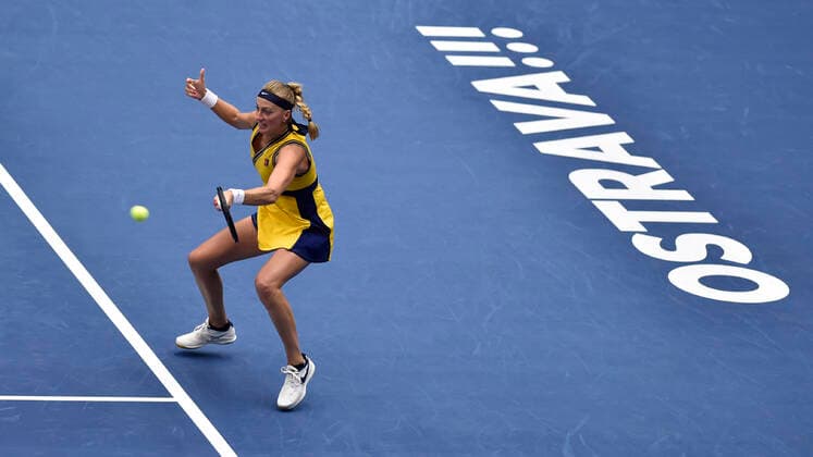 Petra Kvitova (CZE) in action during the match against Anastasia Potapova during the J&T Banka Ostrava Open 2021 women s WTA, Tennis Damen indoor tennis tournament in Ostrava, Czech Republic, on Wednesday, September 22, 2021. (CTKxPhoto JaroslavxOzana) CTKPhotoP2021092208837  JAO 46