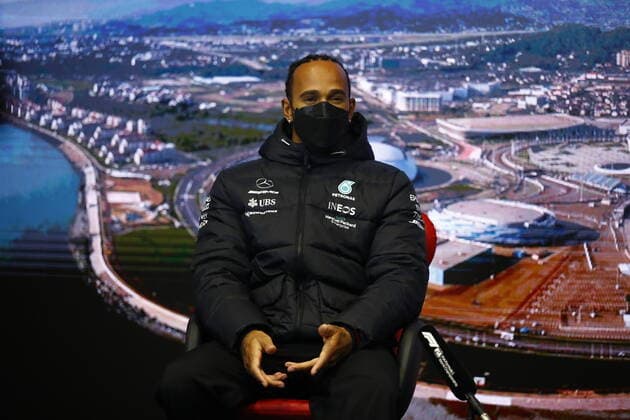 F1 Grand Prix of Russia 44 Lewis Hamilton (GBR, Mercedes-AMG Petronas F1 Team), F1 Grand Prix of Russia at Sochi Autodrom on September 23, 2021 in Sochi, Russia. (Photo by Joao Filipe DPPI FIA Pool via HOCH ZWEI) Sochi Friuli - Dacia Arena stadium Russia Poolfoto HOCH ZWEI Pool Joao Filipe DPP ,EDITORIAL USE ONLY