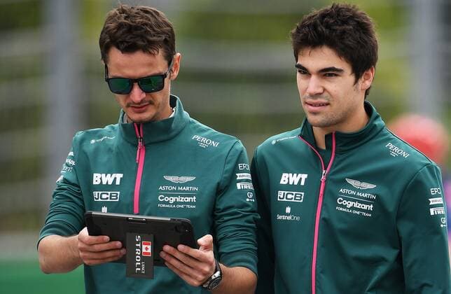 6657379 23.09.2021 Aston Martin s Canadian driver Lance Stroll walks during preparations for the 2021 Formula One Russian Grand Prix, at the Sochi Autodrom racing circuit, in Sochi, Russia. Formula One Russian Grand Prix will be held in Sochi from 24 to 26 September. Vladimir Astapkovich Sputnik Russia Motor Formula 1 Preparations  ab8b4dbe221816a5