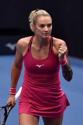 Tereza Martincova of Czech Republic reacts during the match against Anastasia Pavlyuchenkova of Russia at the J&T Banka Ostrava Open 2021 women s WTA, Tennis Damen indoor tennis tournament in Ostrava, Czech Republic, September 23, 2021. (CTKxPhoto JaroslavxOzana) CTKPhotoP2021092306756  JAO 11