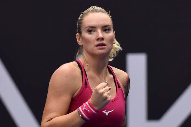 Tereza Martincova of Czech Republic reacts during the match against Anastasia Pavlyuchenkova of Russia at the J&T Banka Ostrava Open 2021 women s WTA, Tennis Damen indoor tennis tournament in Ostrava, Czech Republic, September 23, 2021. (CTKxPhoto JaroslavxOzana) CTKPhotoP2021092308252  JAO 33