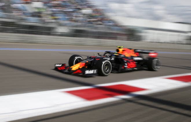 SOCHI, RUSSIA - SEPTEMBER 24, 2021: Red Bull Racing driver Max Verstappen is seen during Practice Session 1 at the 2021 Formula 1 Russian Grand Prix at the Sochi Autodrom racing circuit. Sergei Fadeichev TASS  TS111B78