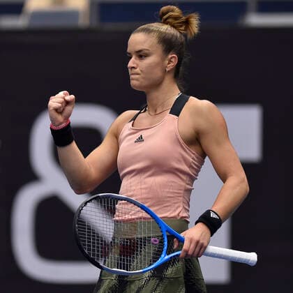 Maria Sakkari of Greece in action during the match against Tereza Martincova of Czech Republic at the J&T Banka Ostrava Open 2021 women s WTA, Tennis Damen indoor tennis tournament in Ostrava, Czech Republic, September 24, 2021. (CTKxPhoto JaroslavxOzana) CTKPhotoP2021092406342  JAO 18