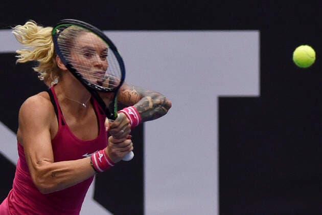Sport Bilder des Tages Tereza Martincova of Czech Republic in action during the match against Maria Sakkari of Greece at the J&T Banka Ostrava Open 2021 women s WTA, Tennis Damen indoor tennis tournament in Ostrava, Czech Republic, September 24, 2021. (CTKxPhoto JaroslavxOzana) CTKPhotoP2021092406465  JAO 22