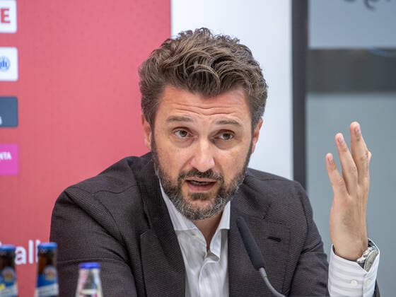 FCBB Managing Director Marko PESIC Basketball, FC Bayern Basketball, press conference for the 2021 2022 season, on 23 9 2021 in Munich, A U D I D O M E, Germany Source Copyright Credit Oryk HAIST x1DX32681.JPGx