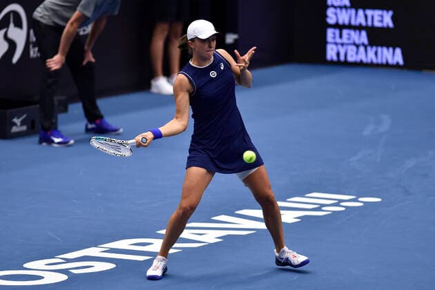 Iga Swiatek of Poland in action during the match against Elena Rybakina of Kazakhstan at the J&T Banka Ostrava Open 2021 women s WTA, Tennis Damen indoor tennis tournament in Ostrava, Czech Republic, September 24, 2021. (CTKxPhoto JaroslavxOzana) CTKPhotoP2021092407096  JAO 33