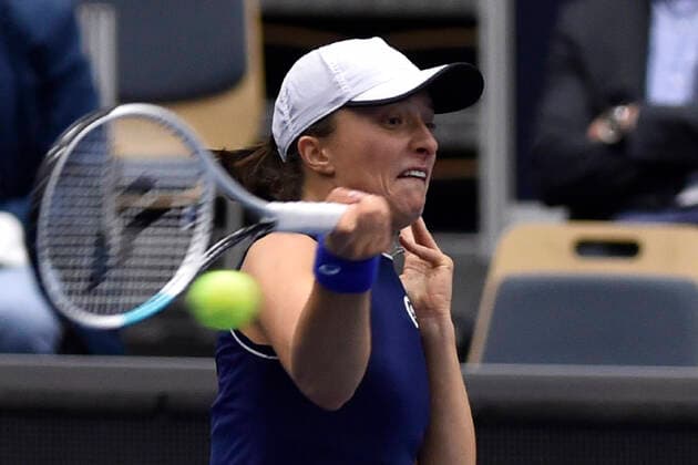 Iga Swiatek of Poland in action during the match against Elena Rybakina of Kazakhstan at the J&T Banka Ostrava Open 2021 women s WTA, Tennis Damen indoor tennis tournament in Ostrava, Czech Republic, September 24, 2021. (CTKxPhoto JaroslavxOzana) CTKPhotoP2021092407712  JAO 43