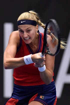 Czech Petra Kvitova in action during the match against Swiss Jil Teichmann at the J&T Banka Ostrava Open 2021 women s WTA, Tennis Damen indoor tennis tournament in Ostrava, Czech Republic, September 24, 2021. (CTKxPhoto JaroslavxOzana) CTKPhotoP2021092407944  JAO 47