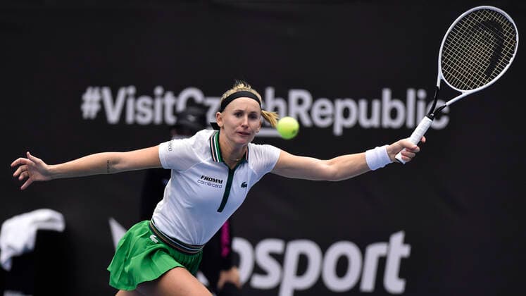 Swiss Jil Teichmann in action during the match against Czech Petra Kvitova at the J&T Banka Ostrava Open 2021 women s WTA, Tennis Damen indoor tennis tournament in Ostrava, Czech Republic, September 24, 2021. (CTKxPhoto JaroslavxOzana) CTKPhotoP2021092407937  JAO 45