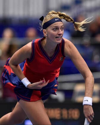 Czech Petra Kvitova in action during the match against Swiss Jil Teichmann at the J&T Banka Ostrava Open 2021 women s WTA, Tennis Damen indoor tennis tournament in Ostrava, Czech Republic, September 24, 2021. (CTKxPhoto JaroslavxOzana) CTKPhotoP2021092408764  JAO 63