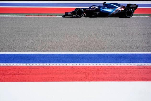 September 24, 2021, Sochi, Russia: FERNANDO ALONSO of Spain and Alpine F1 Team drives during practice of the 2021 FIA Formula 1 Russian Grand Prix at Sochi Autodrom in Sochi, Russia. Sochi Russia - ZUMAg147 20210924_zap_g147_058 Copyright: xJamesxGasperottix