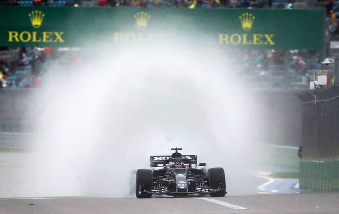 SOCHI, RUSSIA â€“ SEPTEMBER 25, 2021: Scuderia Alpha Tauri F1 Team driver Pierre Gasly of France competes in a qualifying session for the 2021 Formula One Russian Grand Prix, at the Sochi Autodrom racing circuit. Sergei Fadeichev TASS  TS111E51