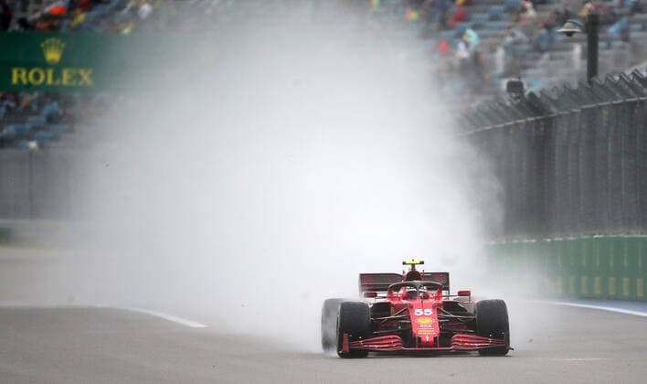 SOCHI, RUSSIA â€“ SEPTEMBER 25, 2021: Scuderia Ferrari F1 Team driver Carlos Sainz of Spain competes in a qualifying session for the 2021 Formula One Russian Grand Prix, at the Sochi Autodrom racing circuit. Sergei Fadeichev TASS  TS111E52