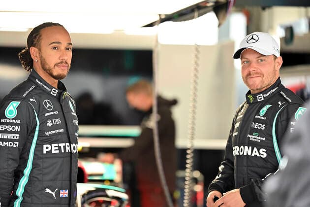 HAMILTON Lewis (gbr), Mercedes AMG F1 GP W12 E Performance, portrait BOTTAS Valtteri (fin), Mercedes AMG F1 GP W12 E Performance, portrait during the Formula 1 VTB Russian Grand Prix 2021, 15th round of the 2021 FIA Formula One World Championship, WM, Weltmeisterschaft from September 24 to 26, 2021 on the Sochi Autodrom, in Sochi, Russia - Photo DPPI FORMULE 1 : Grand prix de Russie - Sotchi - 25 09 2021 DPPI PANORAMIC 00121031_24-09-21-RUS-2002-PVE