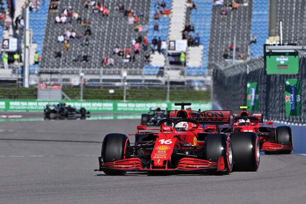 16 LECLERC Charles (mco), Scuderia Ferrari SF21, action during the Formula 1 VTB Russian Grand Prix 2021, 15th round of the 2021 FIA Formula One World Championship, WM, Weltmeisterschaft from September 24 to 26, 2021 on the Sochi Autodrom, in Sochi, Russia - Photo DPPI FORMULE 1 : Grand prix de Russie - Sotchi - 25 09 2021 DPPI PANORAMIC  00121031_24-09-21-RUS-2070-PVE