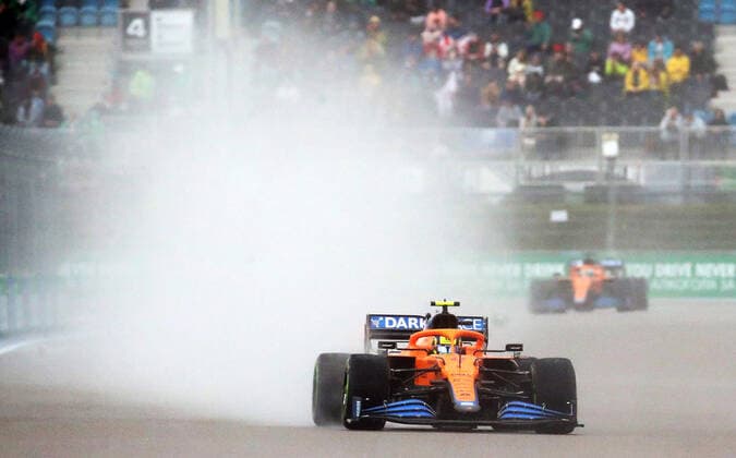 Sport Bilder des Tages SOCHI, RUSSIA â€“ SEPTEMBER 25, 2021: McLaren F1 Team driver Lando Norris of the United Kingdom competes in a qualifying session for the 2021 Formula One Russian Grand Prix, at the Sochi Autodrom racing circuit. Sergei Fadeichev TASS  TS111E6E