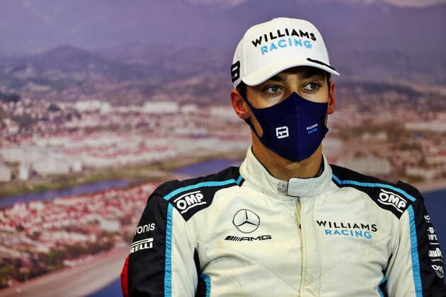 F1 Grand Prix of Russia 63 George Russell (GBR, Williams Racing), F1 Grand Prix of Russia at Sochi Autodrom on September 25, 2021 in Sochi, Russia. (Photo by xpbimages.com XPB Images FIA Pool via HOCH ZWEI) Sochi Russia Poolfoto HOCH ZWEI Pool XPB Images ,EDITORIAL USE ONLY