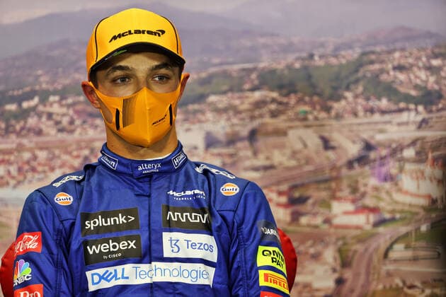 F1 Grand Prix of Russia 4 Lando Norris (GBR, McLaren F1 Team), F1 Grand Prix of Russia at Sochi Autodrom on September 25, 2021 in Sochi, Russia. (Photo by xpbimages.com XPB Images FIA Pool via HOCH ZWEI) Sochi Russia Poolfoto HOCH ZWEI Pool XPB Images ,EDITORIAL USE ONLY