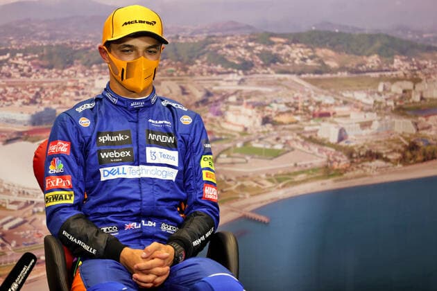 F1 Grand Prix of Russia 4 Lando Norris (GBR, McLaren F1 Team), F1 Grand Prix of Russia at Sochi Autodrom on September 25, 2021 in Sochi, Russia. (Photo by xpbimages.com XPB Images FIA Pool via HOCH ZWEI) Sochi Russia Poolfoto HOCH ZWEI Pool XPB Images ,EDITORIAL USE ONLY
