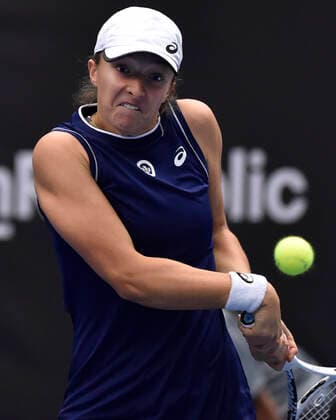 Iga Swiatek of Poland in action during the match against Maria Sakkari of Greece at the J&T Banka Ostrava Open 2021 women s WTA, Tennis Damen indoor tennis tournament in Ostrava, Czech Republic, September 25, 2021. (CTKxPhoto JaroslavxOzana) CTKPhotoP2021092503585  JAO 04