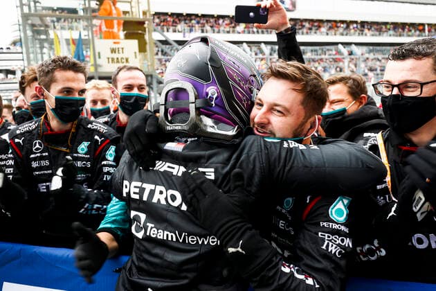 F1 Grand Prix of Russia 44 Lewis Hamilton (GBR, Mercedes-AMG Petronas F1 Team), F1 Grand Prix of Russia at Sochi Autodrom on September 26, 2021 in Sochi, Russia. (Photo by Andy Hone LAT Motorsport Images FIA Pool via HOCH ZWEI) Sochi Russia Poolfoto HOCH ZWEI Pool Motorsport Images ,EDITORIAL USE ONLY