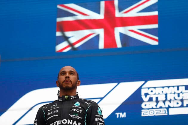 F1 Grand Prix of Russia 44 Lewis Hamilton (GBR, Mercedes-AMG Petronas F1 Team), F1 Grand Prix of Russia at Sochi Autodrom on September 26, 2021 in Sochi, Russia. (Photo by Andy Hone LAT Motorsport Images FIA Pool via HOCH ZWEI) Sochi Russia Poolfoto HOCH ZWEI Pool Motorsport Images ,EDITORIAL USE ONLY
