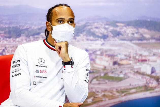 F1 Grand Prix of Russia 44 Lewis Hamilton (GBR, Mercedes-AMG Petronas F1 Team), F1 Grand Prix of Russia at Sochi Autodrom on September 26, 2021 in Sochi, Russia. (Photo by Andy Hone LAT Motorsport Images FIA Pool via HOCH ZWEI) Sochi Russia Poolfoto HOCH ZWEI Pool Motorsport Images ,EDITORIAL USE ONLY