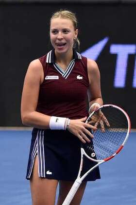 Anett Kontaveit of Estonia celebrates victory after the final match against Maria Sakkari of Greece at the J&T Banka Ostrava Open 2021 women s WTA, Tennis Damen indoor tennis tournament in Ostrava, Czech Republic, September 26, 2021. (CTKxPhoto JaroslavxOzana) CTKPhotoP2021092605485  JAO 27