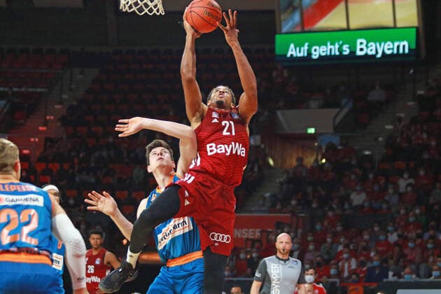 21 Augustine Rubit FCBB vs 13 Nicolas Bretzel Ulm Basketball, Easycredit BBL, FC Bayern Munich Ratiopharm Ulm at Audi Dome on 26 09 2021 PHOTO Mladen Lackovic LakoPress