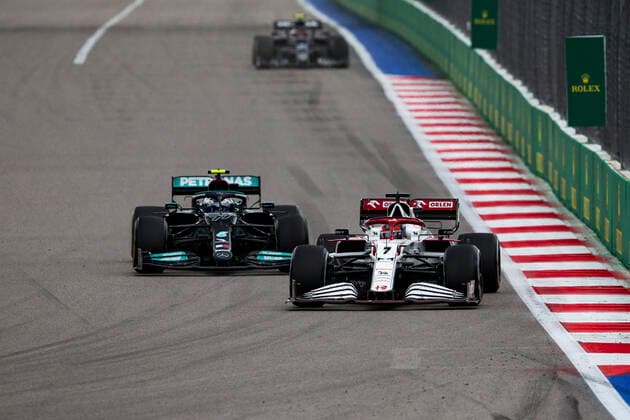 7 Kimi Raikkonen FIN, Alfa Romeo Racing ORLEN , 77 Valtteri Bottas FIN, Mercedes AMG Petronas F1 Team , F1 Grand Prix of Russia at Sochi Autodrom on September 26, 2021 in Sochi, Russia Photo by HOCH ZWEI Sochi Russia