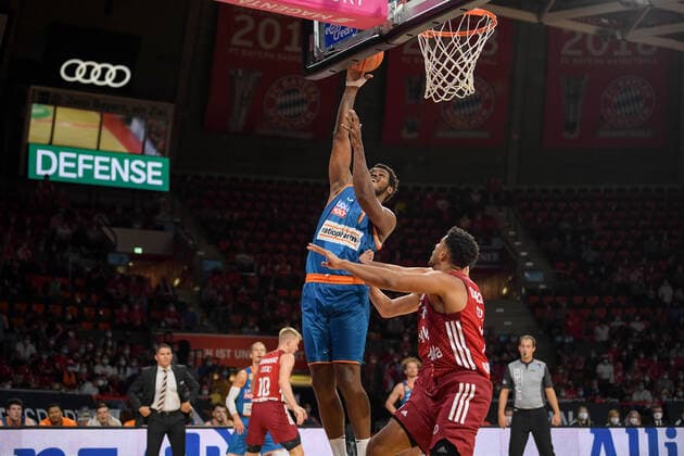 Basketball, BBL, 20210926, FC Bayern München Ratiopharm Ulm In picture Cristiano FELICIO Ratiopharm Ulm, 1 basket Munich Audi Dome Bayern Germany Copyright: Passion2Press MarkusxFischerx