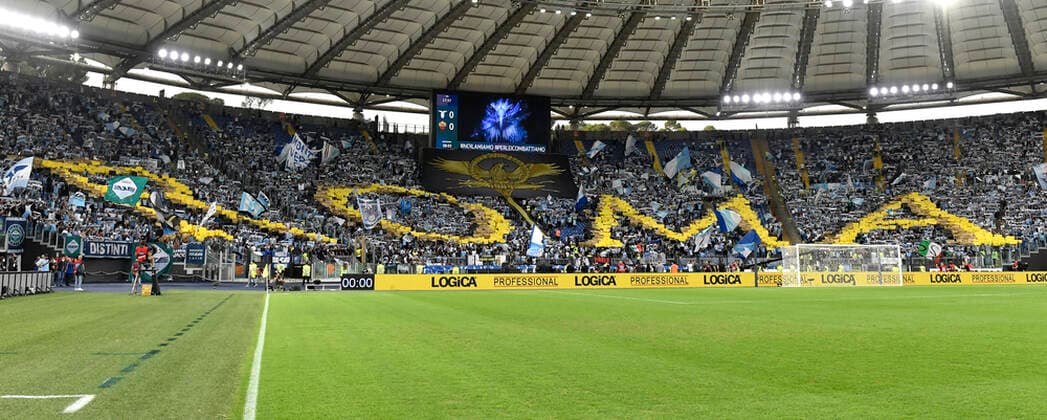 Sport Bilder des Tages Lazio choreography during the Serie A football match between SS Lazio and AS Roma calcio at Olimpico stadium in Rome (Italy), September 26th, 2021. Photo Antonietta Baldassarre Insidefoto AntoxBalda