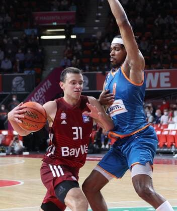 No through Bayerns 31 Zan Mark SISKO vs Ulms 8 SIMON Basketball, Bayern Ulm, BBL Hauptrunde, 2021 2022 season, on 26 9 2021 in Munich, A U D I D O M E, Germany Source Copyright Credit Oryk HAIST x1DX34971.JPGx
