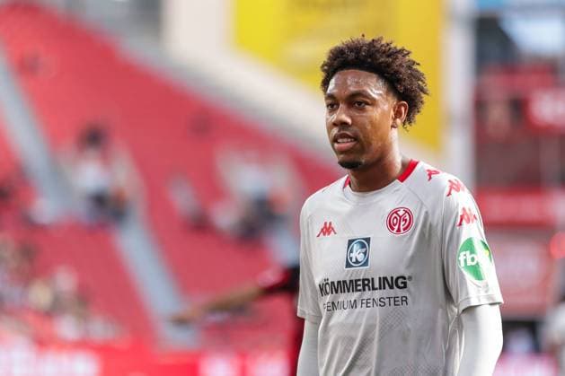 25 09 2021, Football, Season 2021 2022, Bundesliga, 6 Matchday Bayer 04 Leverkusen FSV Mainz 05 Jean Paul Boetius 1 FSV Mainz 05 Foto RHR Foto Dennis Ewert DFL REGULATIONS PROHIBIT ANY USE OF PHOTOGRAPHS AS IMAGE SEQUENCES AND OR QUASI VIDEO Leverkusen BayArena NRW Germany xRHR FOTOx xDEx