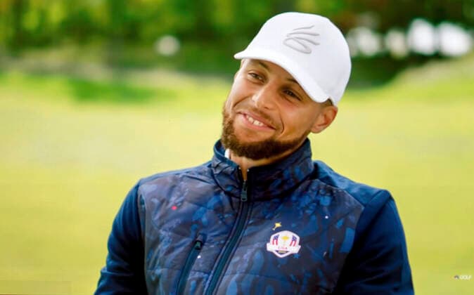 September 27, 2021 - Kohler, Wisconsin, USA. - Basketball greats Michael Jordan and STEPH CURRY sit down at Whistling Straits, site of the Ryder Cup, to talk golf. Kohler U.S. - ZUMAce6_ 20210927_zaf_ce6_003 Copyright: xNbcxGolfx