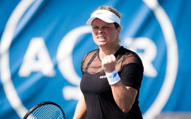 CHICAGO, UNITED STATES, SEPTEMBER 27: Kim Clijsters of Belgium in action during the first round of the 2021 Chicago Fall Tennis Classic WTA, Tennis Damen 500 tennis tournament Chicago Fall Tennis Classic Day 1 27 09 2021 PhotoNews Panoramic 